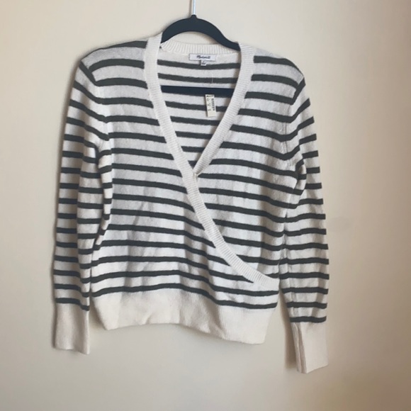 NTW MADEWELL WRAPFRONT SWEATER IN ELTHORNE STRIPE - Picture 4 of 10